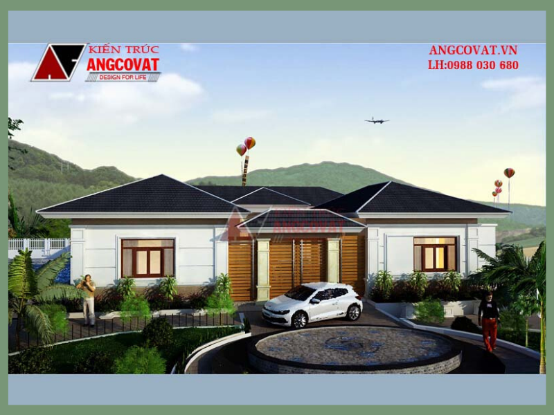 Nhà biệt thự cấp 4 1 tầng hình chữ U diện tích 400m2