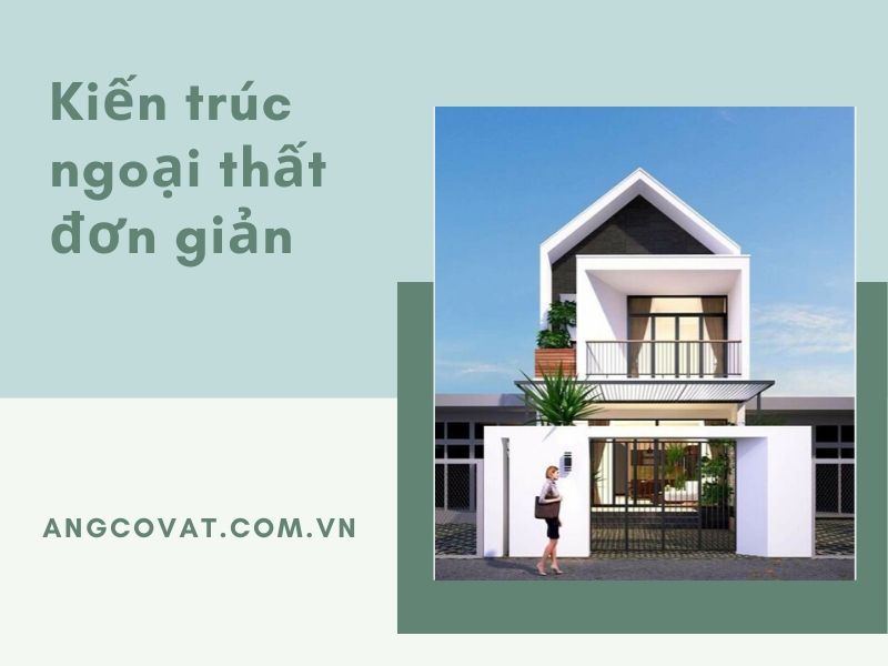 Hình ảnh ngoại thất của mẫu thiết kế nhà hộp 2 tầng mái thái đơn giản, tinh tế