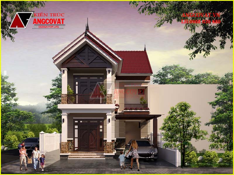 Thiết kế kiến trúc nhà chữ L mái ngói