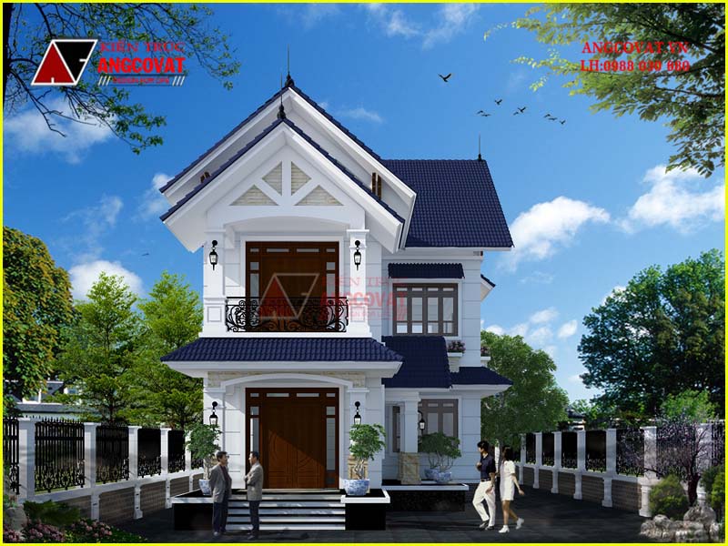 Thiết kế nhà 2 tầng chữ L sang trọng