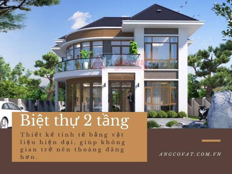 Đường nét uốn lượn tinh tế trong kiến trúc nhà không gian mở 2 tầng
