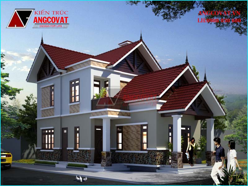 Kiến trúc nhà lầu đơn giản có nhiều mái