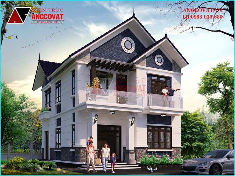 kiến trúc nhà lầu đơn giản mái thái