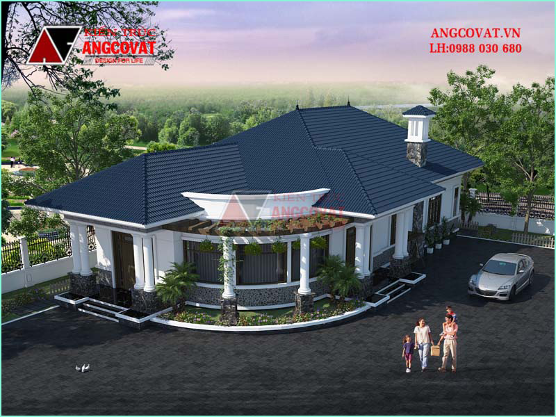 Kiến trúc nhà trệt đẹp mái thái tinh tế