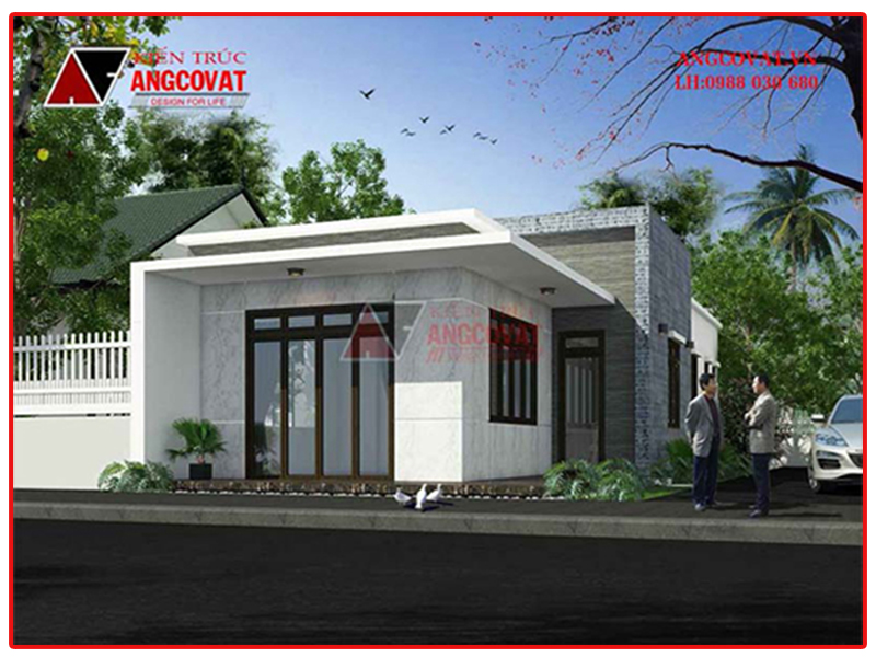 kiến trúc nhà trệt đơn giản mái bằng