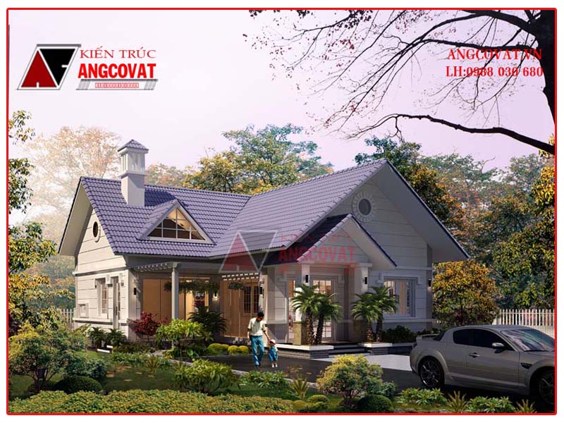 kiến trúc nhà trệt đơn giản mái thái