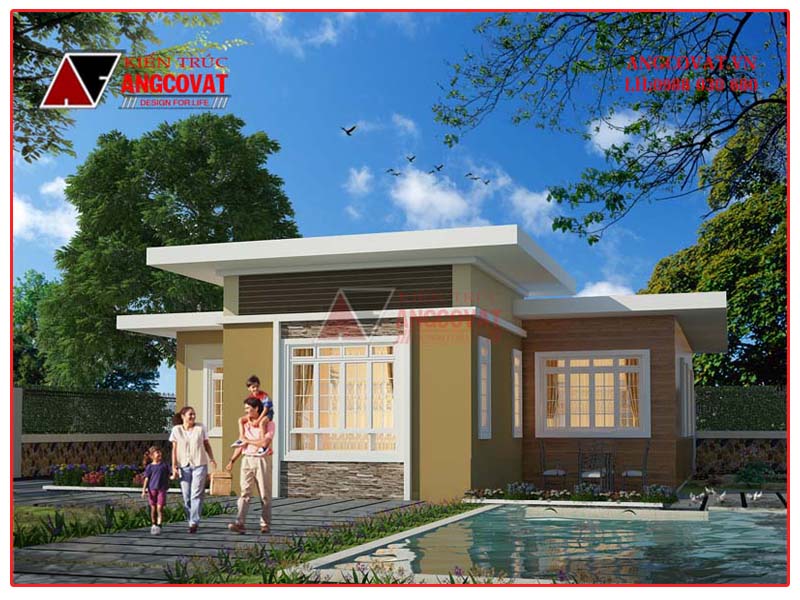 kiến trúc nhà trệt đơn giản mái bằng đẹp