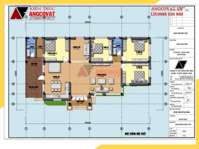 Kiến trúc sư tư vấn xây mặt bằng nhà 1 tầng mái thái 180m2