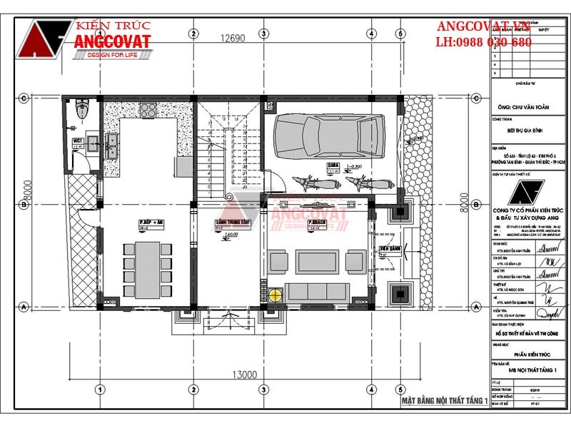 Nội thất tiện nghi tại tầng 1 biệt thự tân cổ