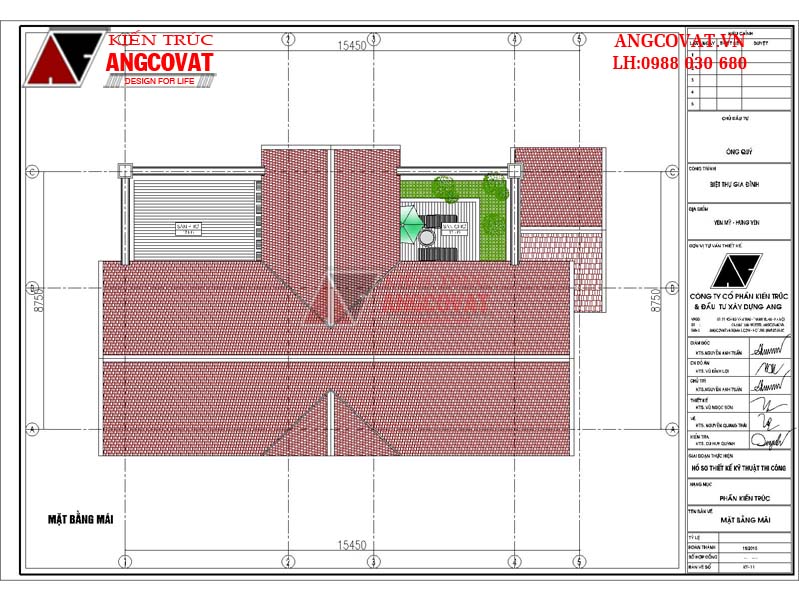 Mặt bằng mái thiết kế mẫu biệt thự 3 tầng cổ điển kiểu Pháp đẹp