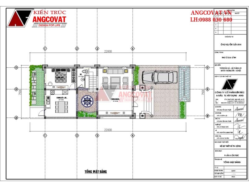 Mặt bằng tổng thể ngôi biệt thự 3 tầng mặt tiền 7m