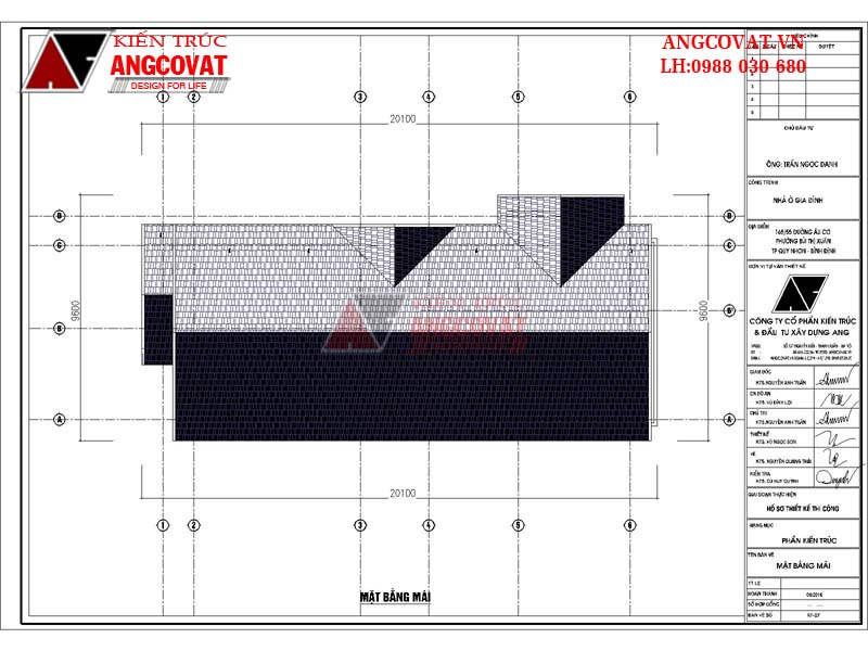 Kết cấu mái ngói đơn giản của bản vẽ nhà 8x18