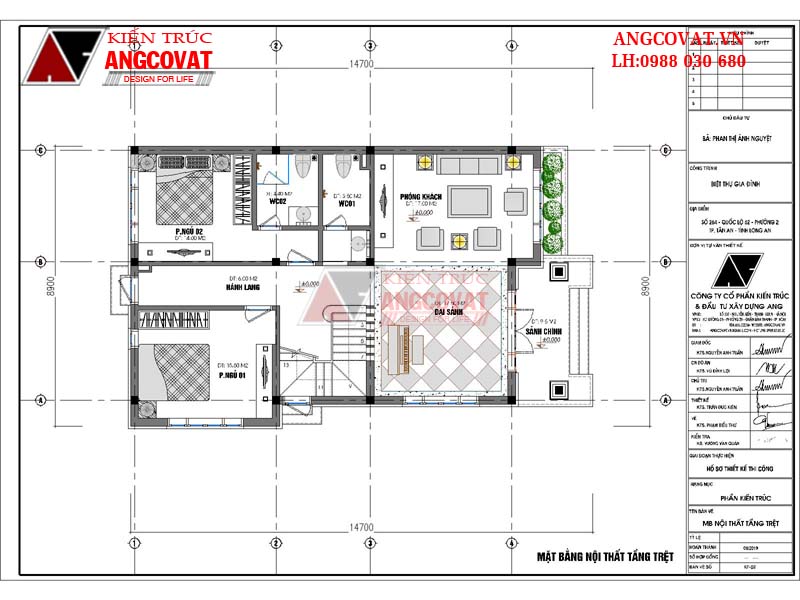 Giới thiệu mặt bằng tầng 2: Mẫu thiết kế nhà đẹp 9x15m 2 tầng được thiết kế và thi công tại Long An