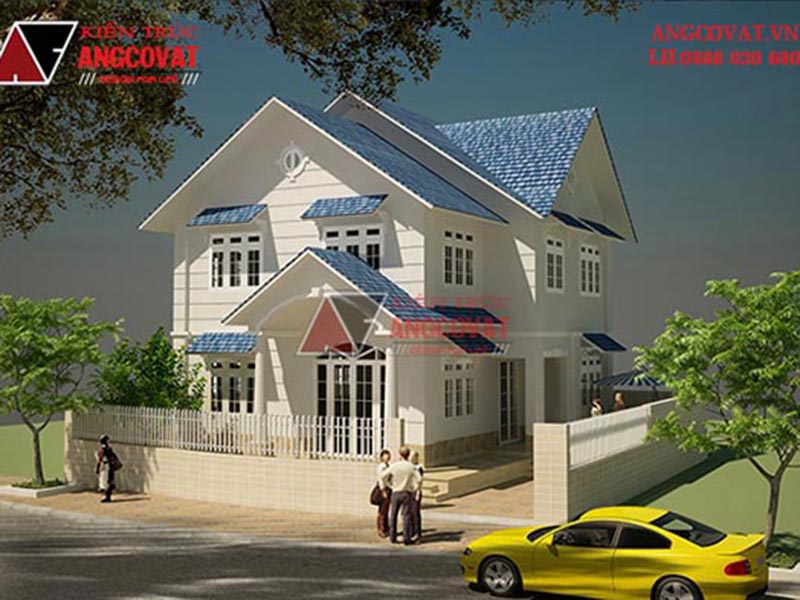 mẫu mặt bằng nhà 2 tầng 100m2 mái thái