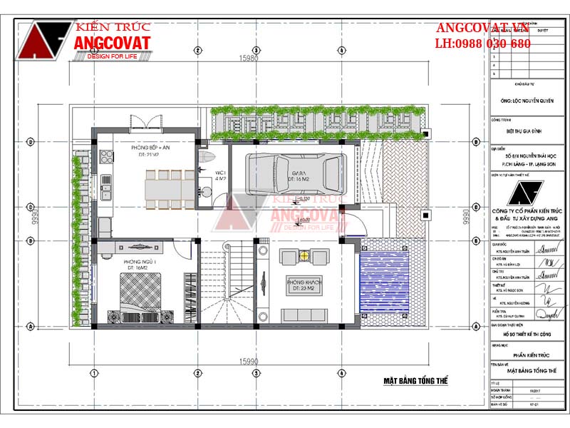 Công năng mặt bằng mẫu thiết kế nhà có tầng áp mái 9x11m