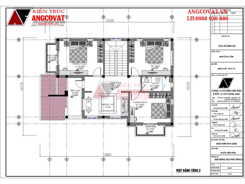 Công năng sử dụng tầng 2 của bản thiết kế xây nhà trên đất 10x13m