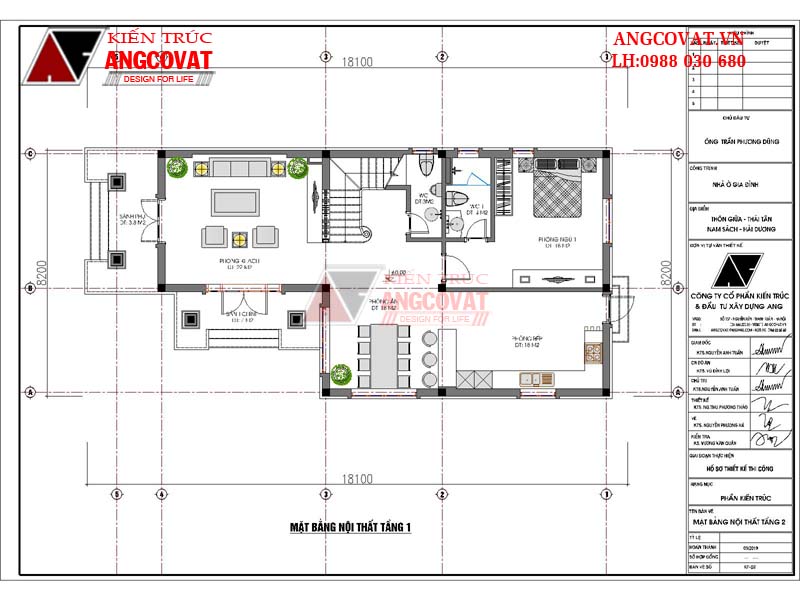 Bản vẽ chi tiết thiết kế nhà biệt thự 2 tầng mái thái đẹp đơn giản ở Hải Dương
