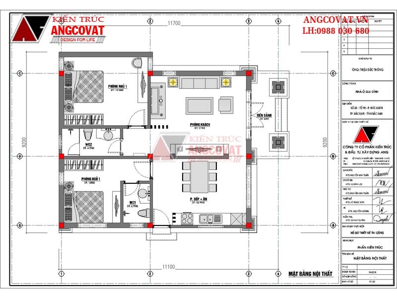 hình ảnh mặt bằng biệt thự mini một tầng mái thái