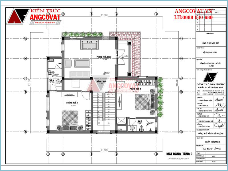 bản vẽ nhà vuông 2 tầng 3 phòng ngủ công năng tầng 2 nhà 90m2