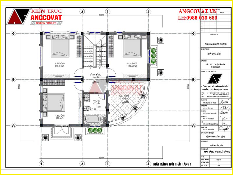 Thiết kế mặt bằng tầng 1 mẫu nhà biệt thự 2 tầng giá 3 tầng