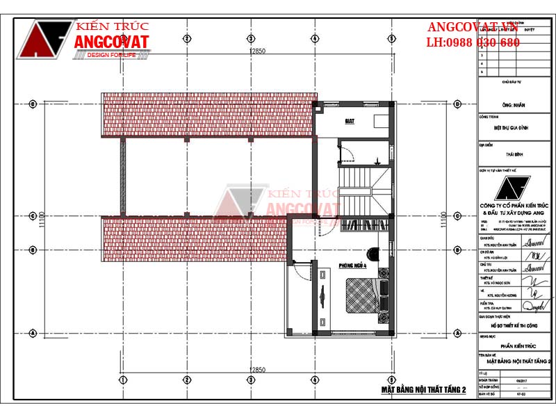 Mặt bằng tầng 2: Thiết kế nhà mặt tiền 13m 1 tầng chữ l 3 phòng ngủ