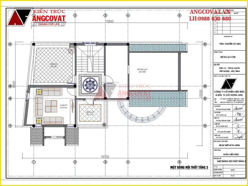 Mặt bằng tầng 3 của mẫu thiết kế nhà 2 tầng giả 3 tầng đẹp có 4 phòng ngủ