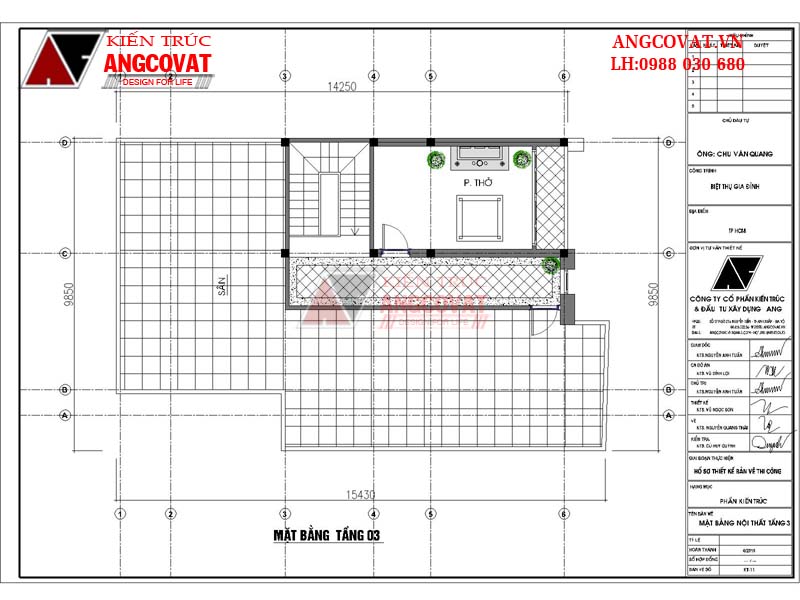 Hình ảnh mặt bằng công năng tầng 3 bản thiết kế nhà chiều ngang 9m hiện đại