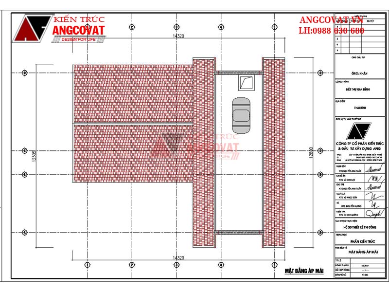 Mặt bằng áp mái thiết kế nhà mặt tiền 13m 1 tầng 3 phòng ngủ đẹp