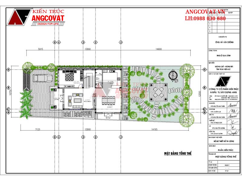 Mặt bằng tổng thể bản thiết kế mẫu biệt thự đẹp 2 tầng 10x15