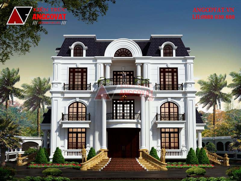 Ngoại thất tinh tế của mẫu  biệt thự 3 tầng tan cổ điển