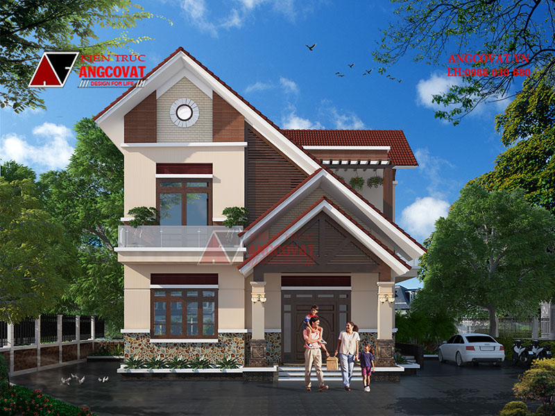 Mặt tiền gọn gàng, đơn giản từ bản vẽ thiết kế nhà 1 trệt 1 lầu