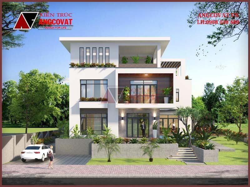 mặt tiền nhà 3 tầng mái bằng