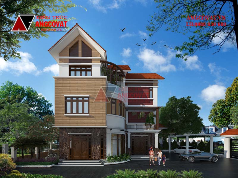 mặt tiền mẫu nhà chữ L 3 tầng đẹp