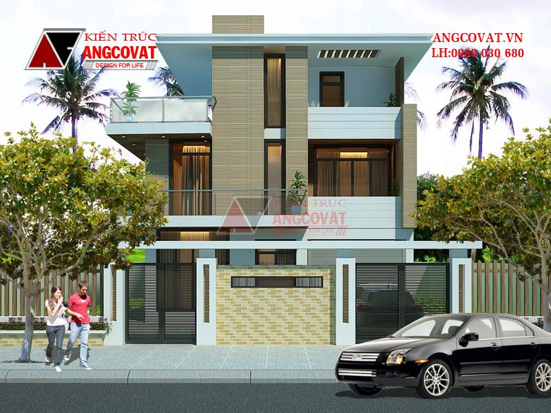 Mặt tiền đơn giản, sang trọng từ bản thiết kế nhà chiều ngang 9m