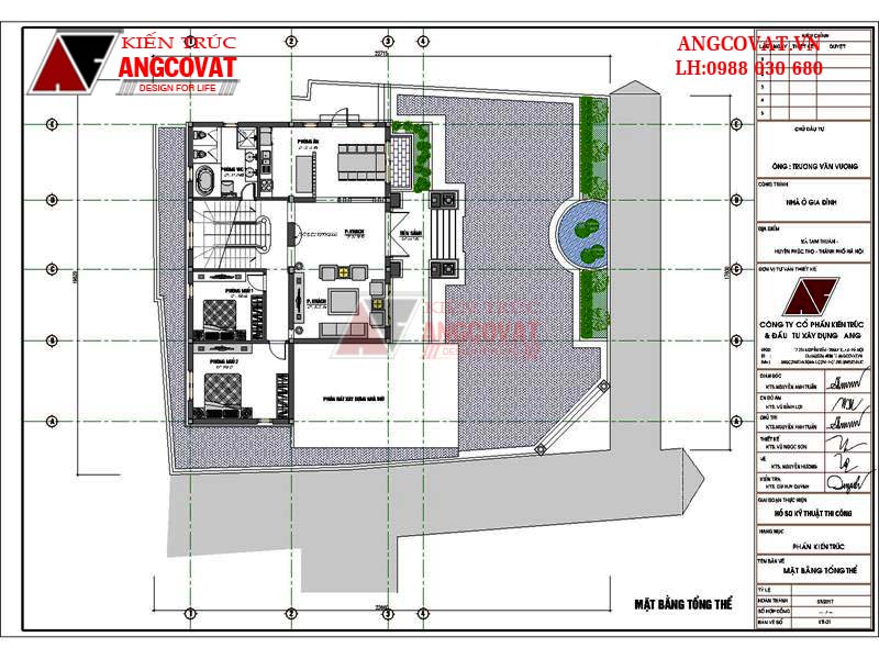 Mặt bằng tổng thể mẫu biệt thự 150m2 6 phòng ngủ tân cổ điển