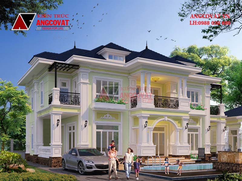 mẫu biệt thự quê đẹp kết hợp nhà thờ