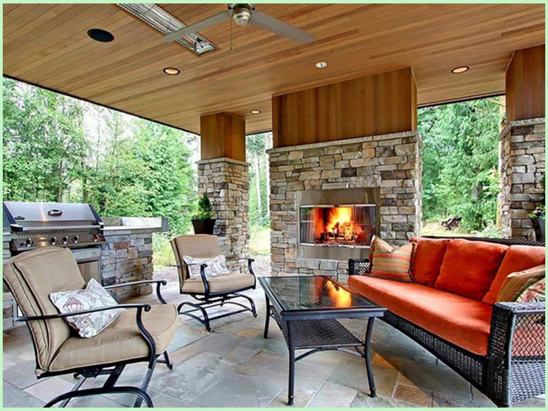 Phòng khách mẫu nhà 1 tầng đẹp ở nông thôn được thiết kế không gian mở với thiện nhiên