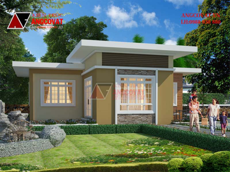 Toàn cảnh mẫu nhà 1 tầng đổ trần có sân vườn đẹp và thoáng rộng