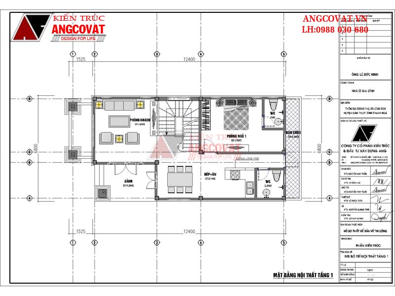 Công năng tầng 1 mẫu thiết kế nhà 2 tầng 1 tum mái thái