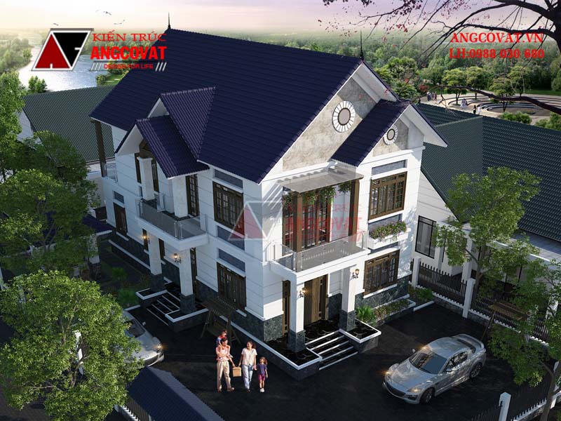 mẫu nhà 2 tầng 4 phòng ngủ đơn giản