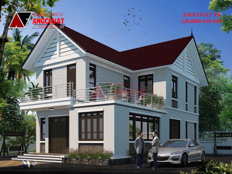 Thiết kế nhà 2 tầng có sân thượng đẹp