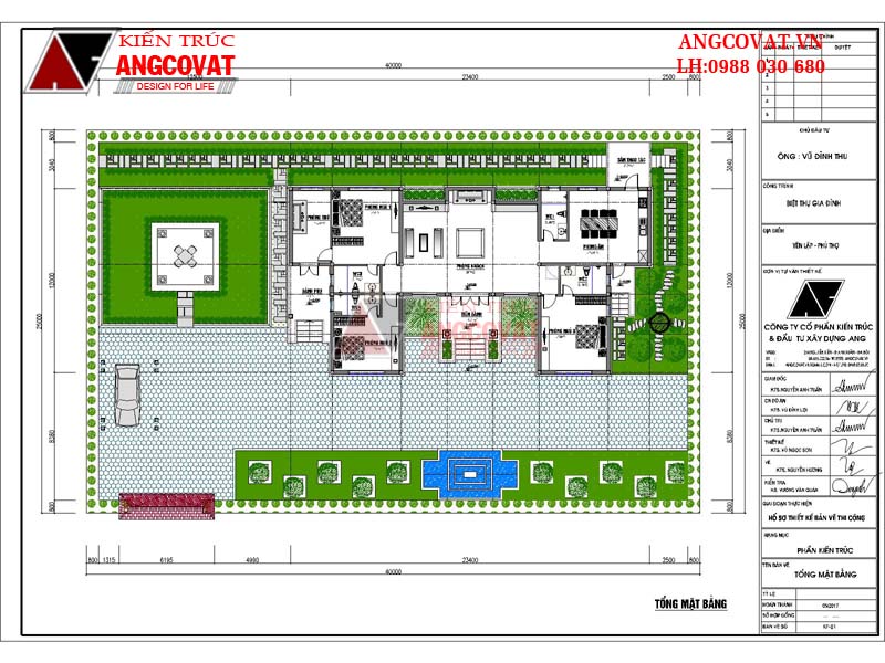 Mặt bằng biệt thự 1 tầng 200m2 đẹp - Tổng mặt bằng