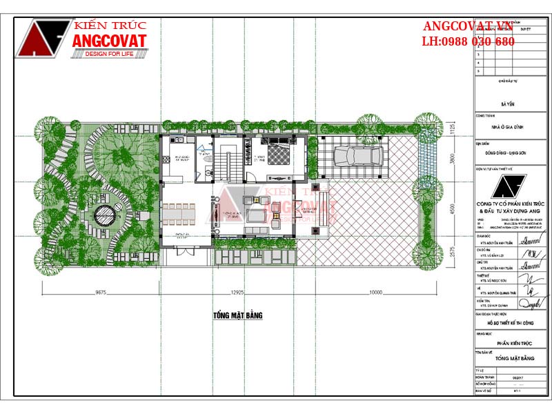 Mẫu nhà biệt thự 11x12m 2 tầng 3 phòng ngủ mái thái đẹp diện tích 120m2 - Tổng mặt bằng
