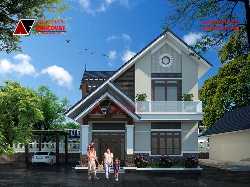 mẫu nhà 2 tầng mái dốc đẹp