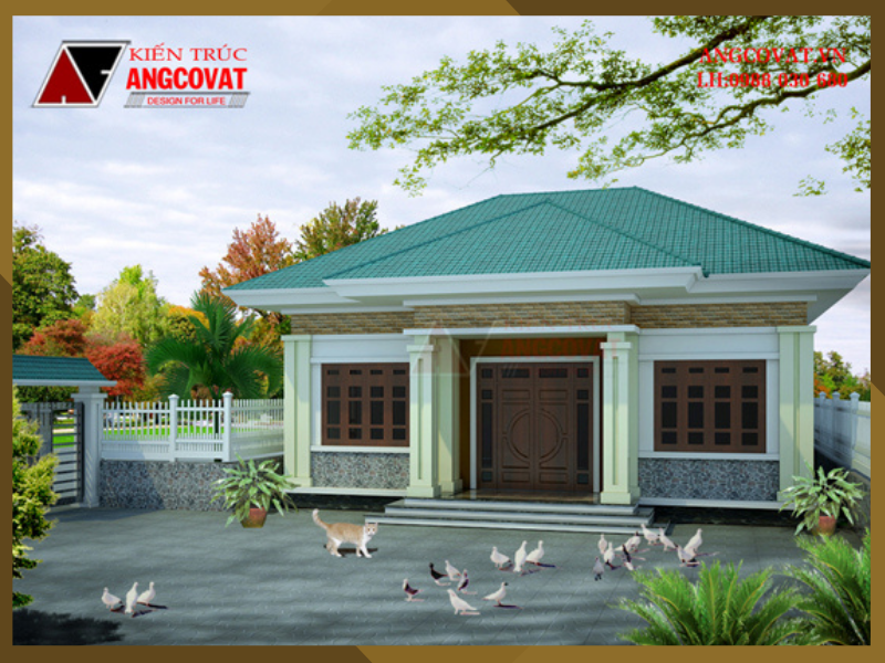 Mẫu nhà cấp 4 đẹp hình vuông kích thước 10x12m