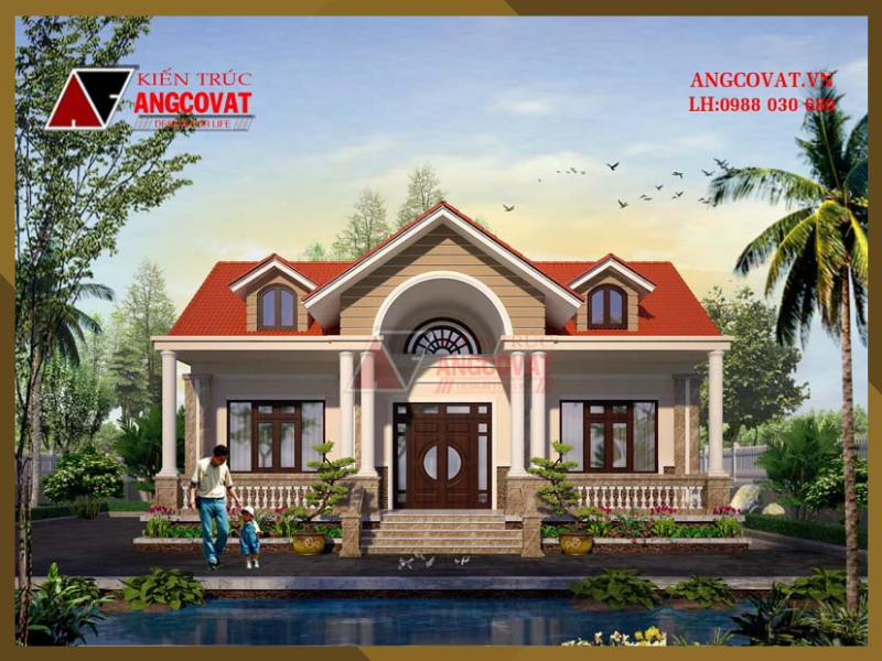 Mẫu nhà cấp 4 hình vuông 12x12m đẹp