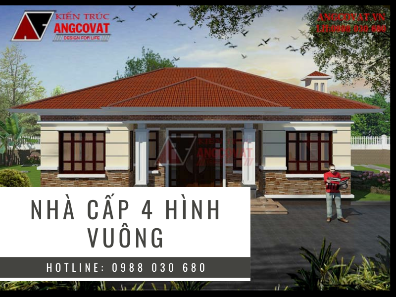 Mẫu nhà cấp 4 hình vuông đẹp diện tích 130m2