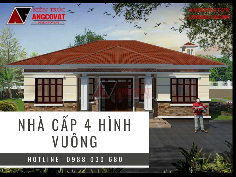 Mẫu nhà cấp 4 hình vuông đẹp diện tích 130m2