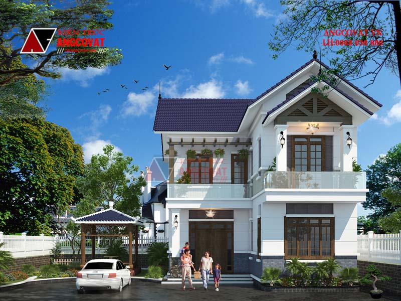 phối cảnh mặt tiền nhà chữ l hiện đại