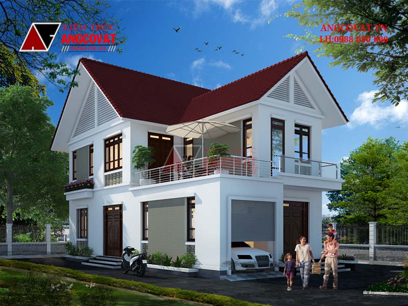 Mẫu biệt thự mặt tiền 6m mái ngói